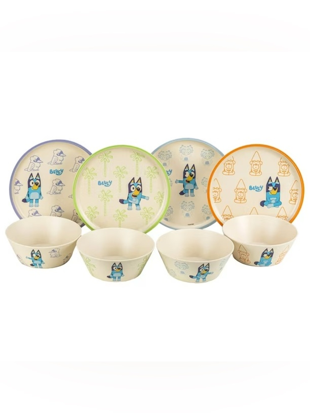 Bluey 8-Piece Bamboo Melamine Kids Dinnerware Set